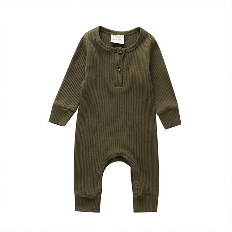 Baby's Ribbed Fabric Long Sleeve Romper