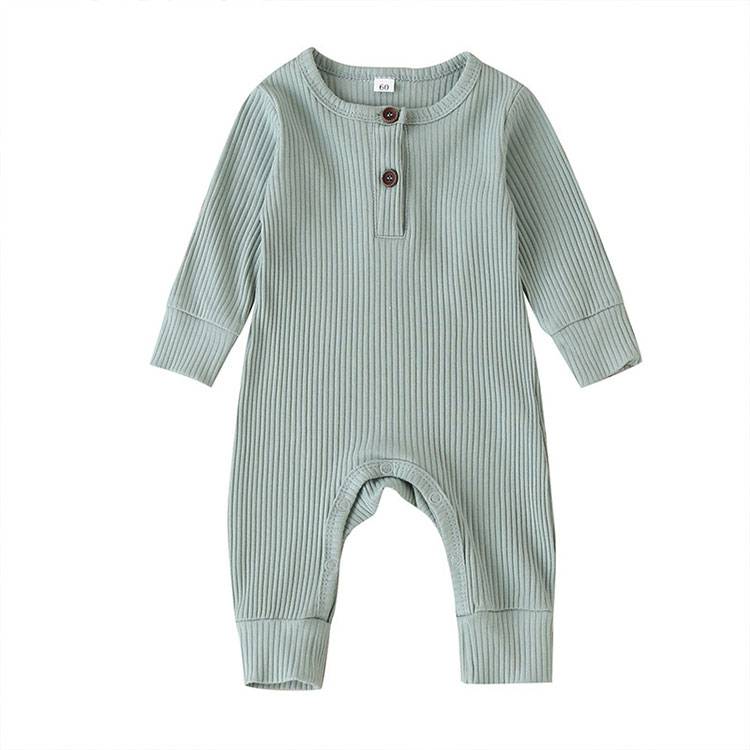 Baby's Ribbed Fabric Long Sleeve Romper