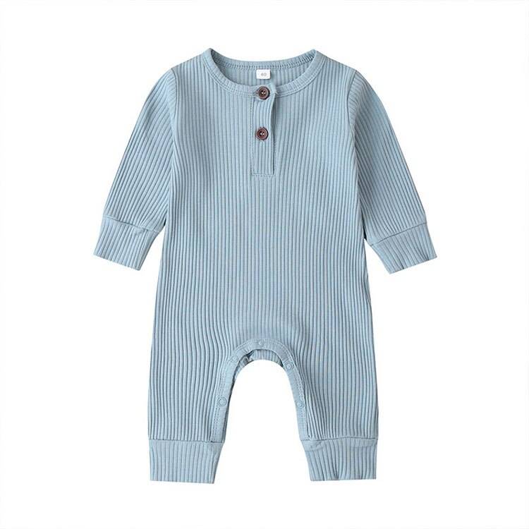 Baby's Ribbed Fabric Long Sleeve Romper