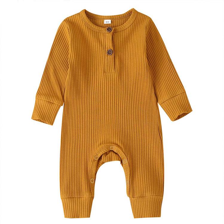 Baby's Ribbed Fabric Long Sleeve Romper