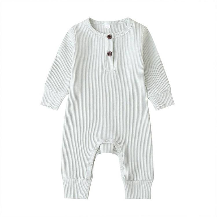 Baby's Ribbed Fabric Long Sleeve Romper