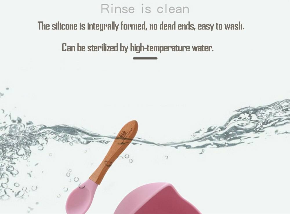 Children's Tableware Silicone Bowl+Plate+Spoon+Bibs  Set