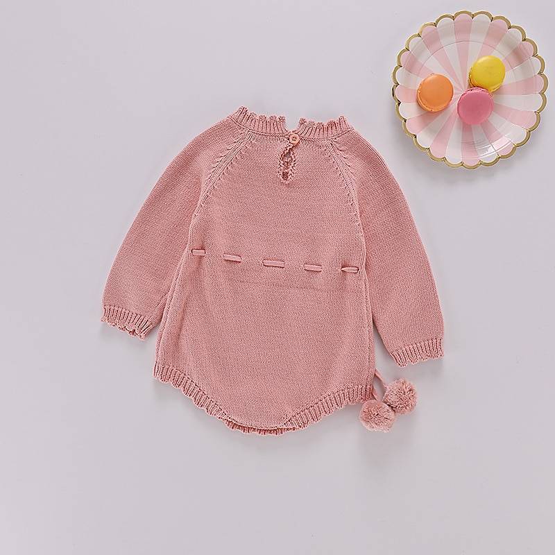 Baby Girl's Long Sleeve Knitted Sweater with Shorts Set