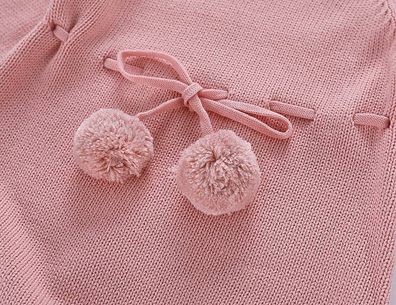 Baby Girl's Long Sleeve Knitted Sweater with Shorts Set
