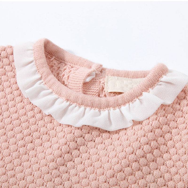 Baby Girl's Long Sleeve Knitted Sweater with Shorts Set