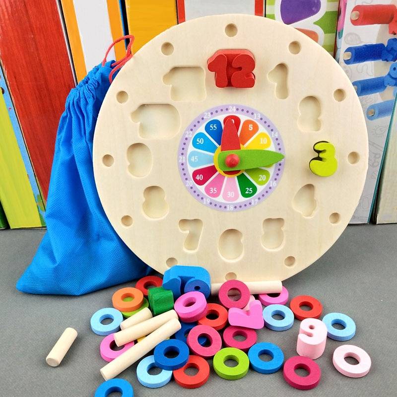 Baby's Wooden Puzzle Clock Math Toy