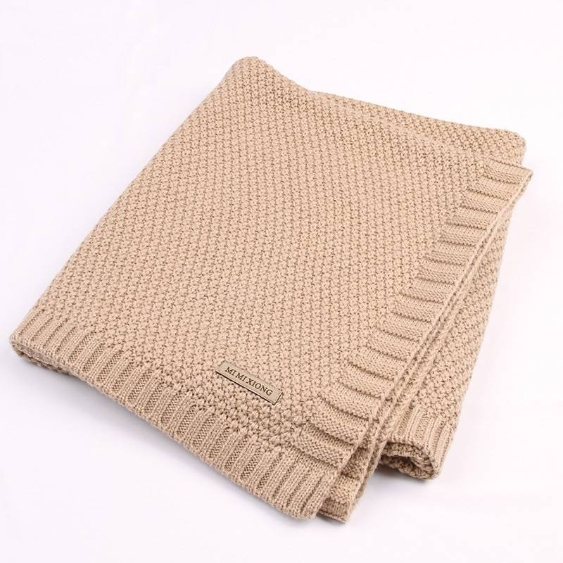 Knitted Solid Color Baby Blanket Swaddle