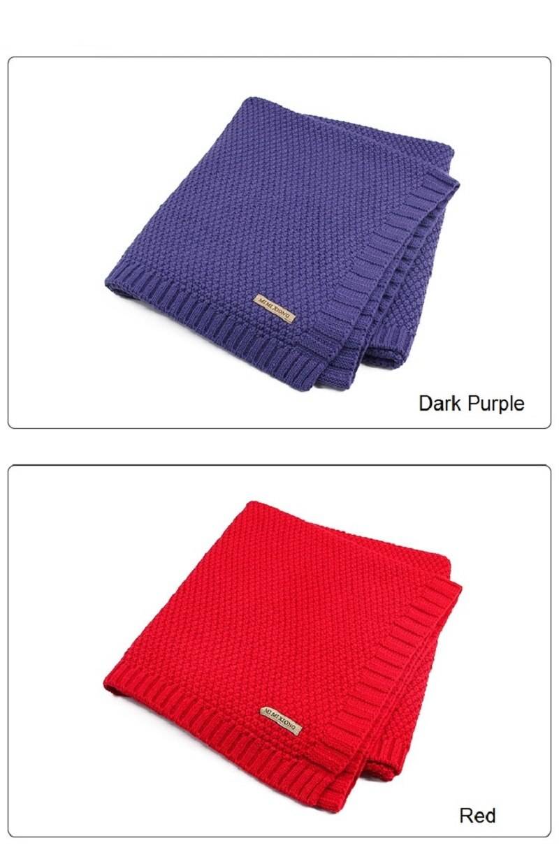 Knitted Solid Color Baby Blanket Swaddle