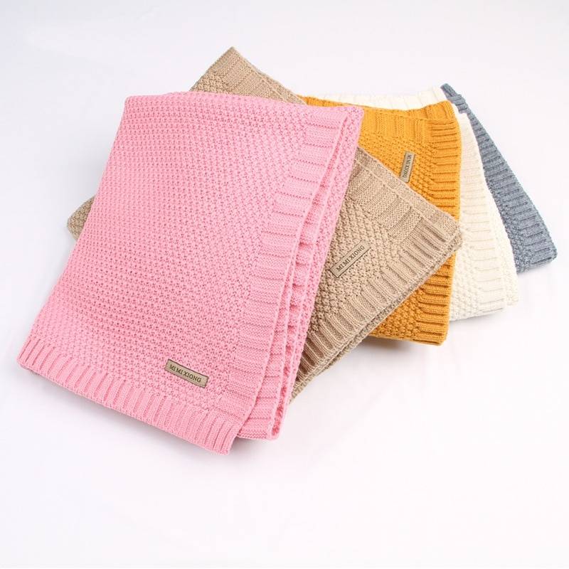 Knitted Solid Color Baby Blanket Swaddle