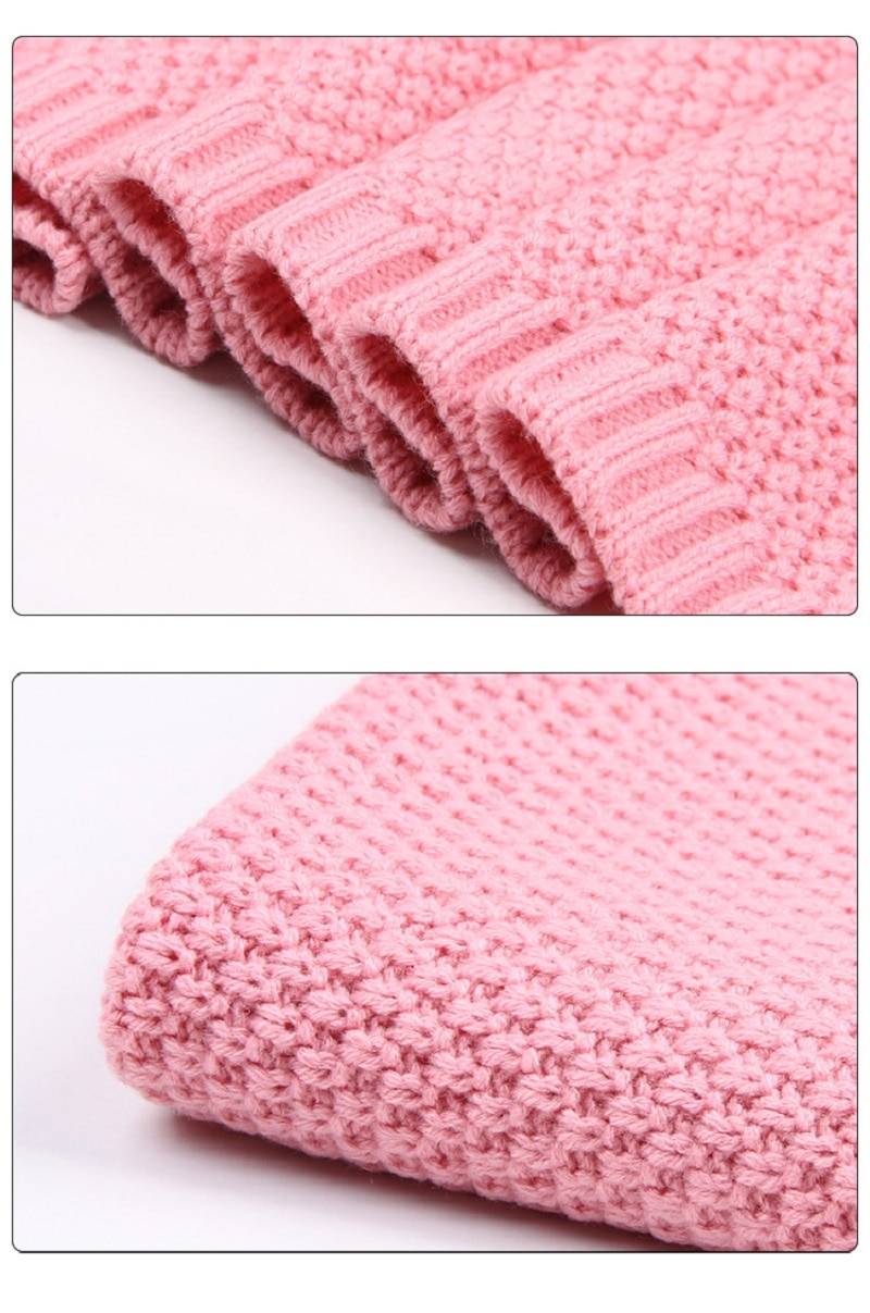 Knitted Solid Color Baby Blanket Swaddle