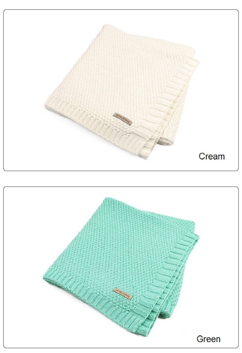 Knitted Solid Color Baby Blanket Swaddle