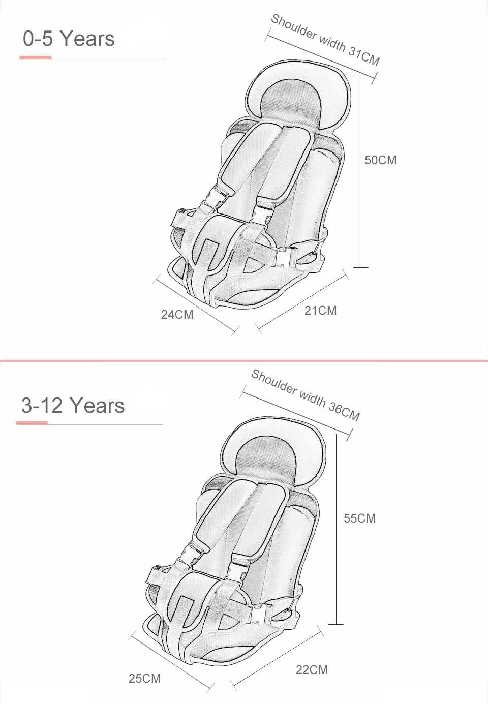 Portable Adjustable Baby and Kids Car Seat