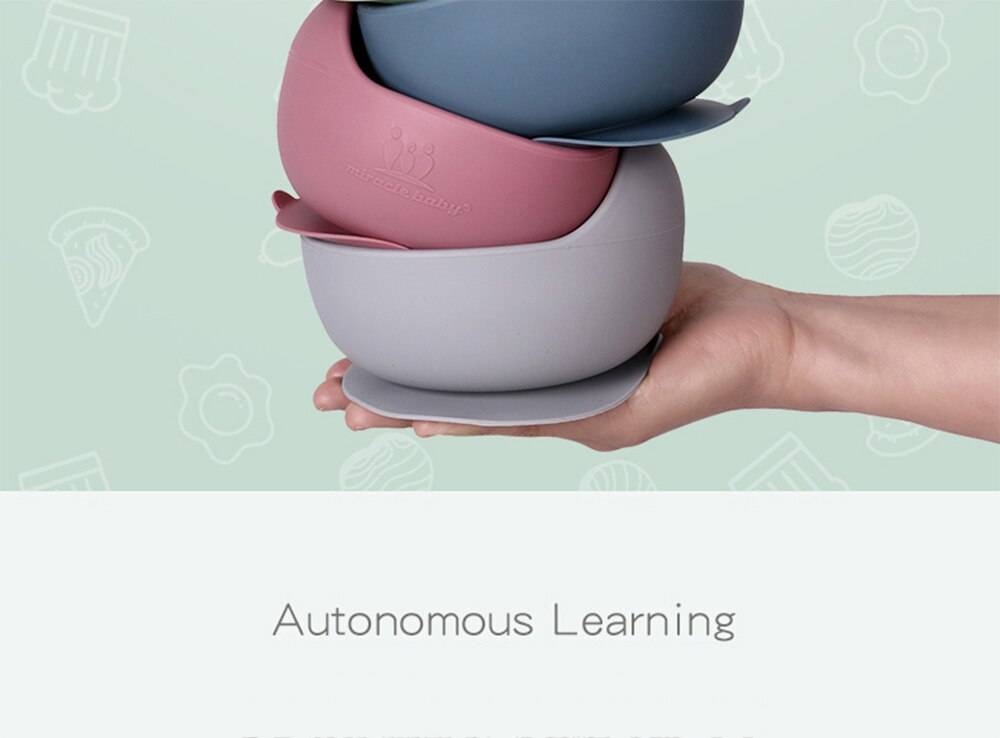 Children's Tableware Silicone Bowl+Plate+Spoon+Bibs  Set