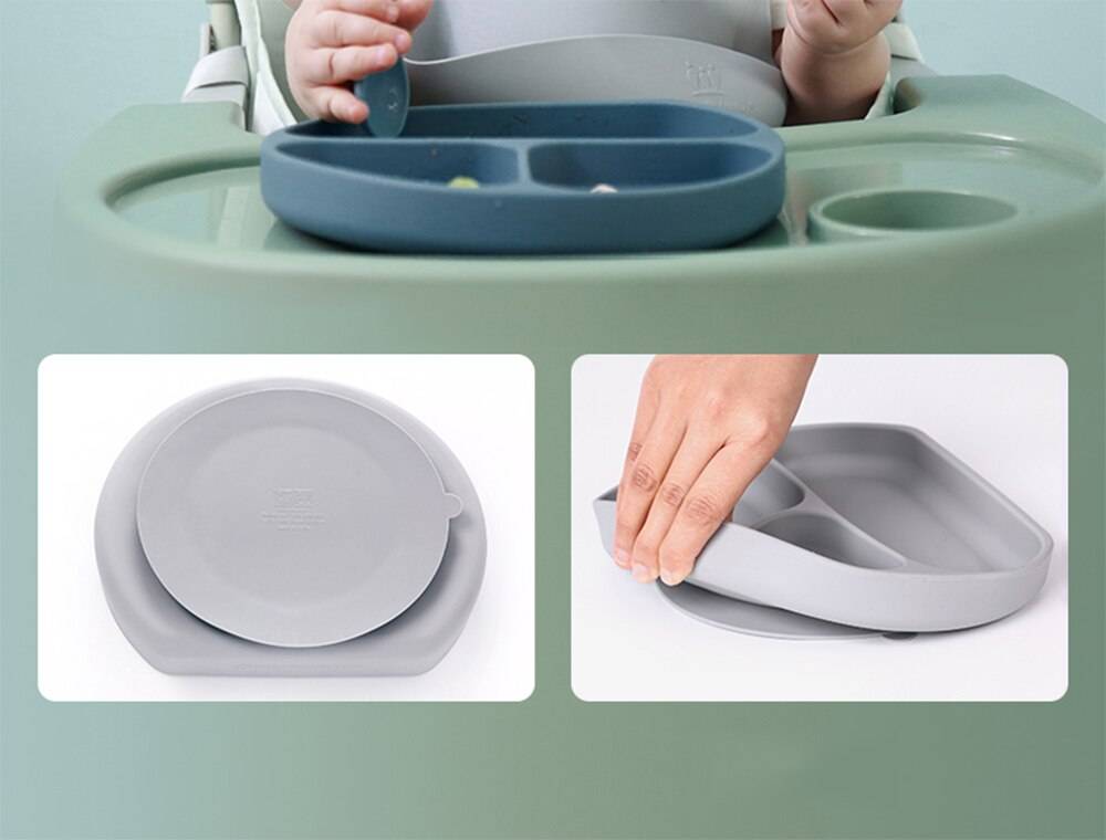 Children's Tableware Silicone Bowl+Plate+Spoon+Bibs  Set