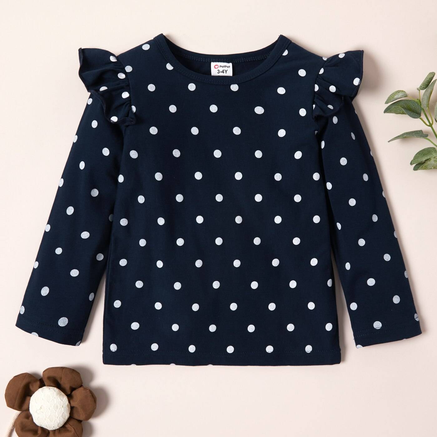 PatPat 2021 New Arrival Autumn And Spring  3-pack Girls T-shirt Floral Dots Long-sleeve Tee Sets Children Clothing