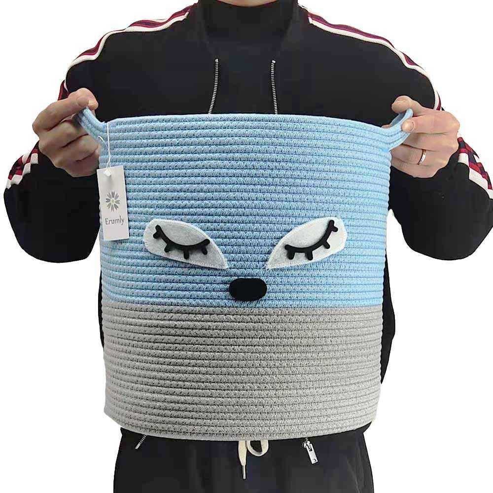 Erumly Cute Cotton Rope Basket, Storage Basket, Baby Laundry Basket, Nursery Organizers and Storage, Baby Hamper, Kids Basket, Toy Bin, Dog Cat Toy Baskets, Baby Gift Basket | 13.7 x 13.7 Cute Cotton Rope Basket, Storage Basket, Baby Laundry Basket, Nursery Organizers and Storage, Baby Hamper, Kids Basket, Toy Bin, Dog Cat Toy Baskets, Baby Gift Basket | 13.7 x 13.7