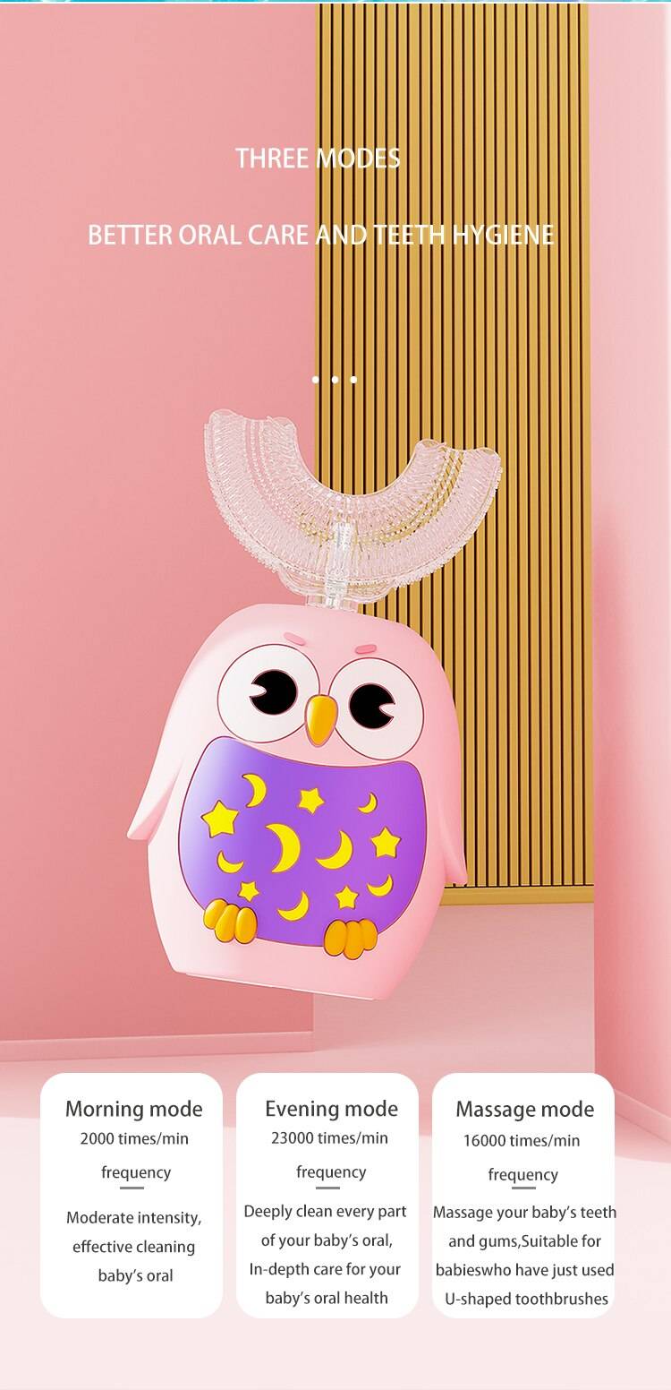 Smart U 360 Degrees Sonic Toothbrush Silicone Electric Toothbrush Kids Waterproof Electric Tooth Brush Baby U-Shaped Toothbrush