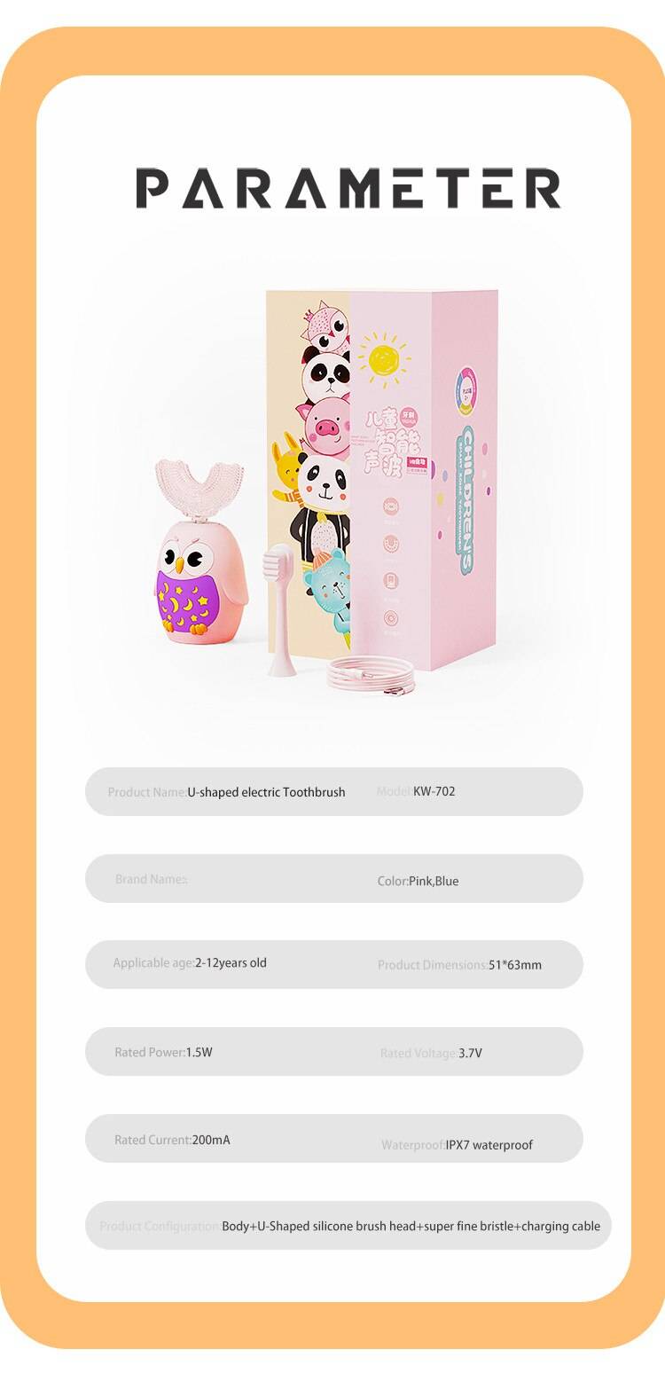 Smart U 360 Degrees Sonic Toothbrush Silicone Electric Toothbrush Kids Waterproof Electric Tooth Brush Baby U-Shaped Toothbrush